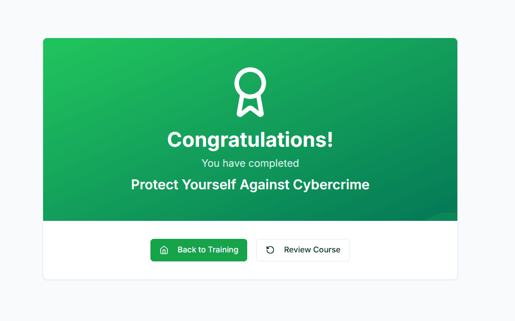 Training completion success