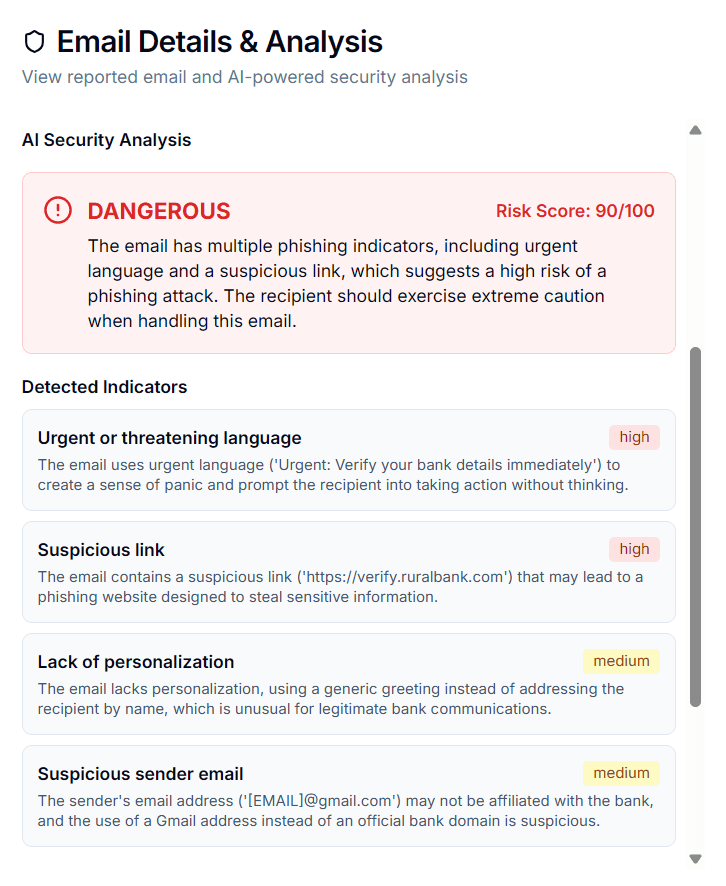 AI security analysis with a clear risk verdict